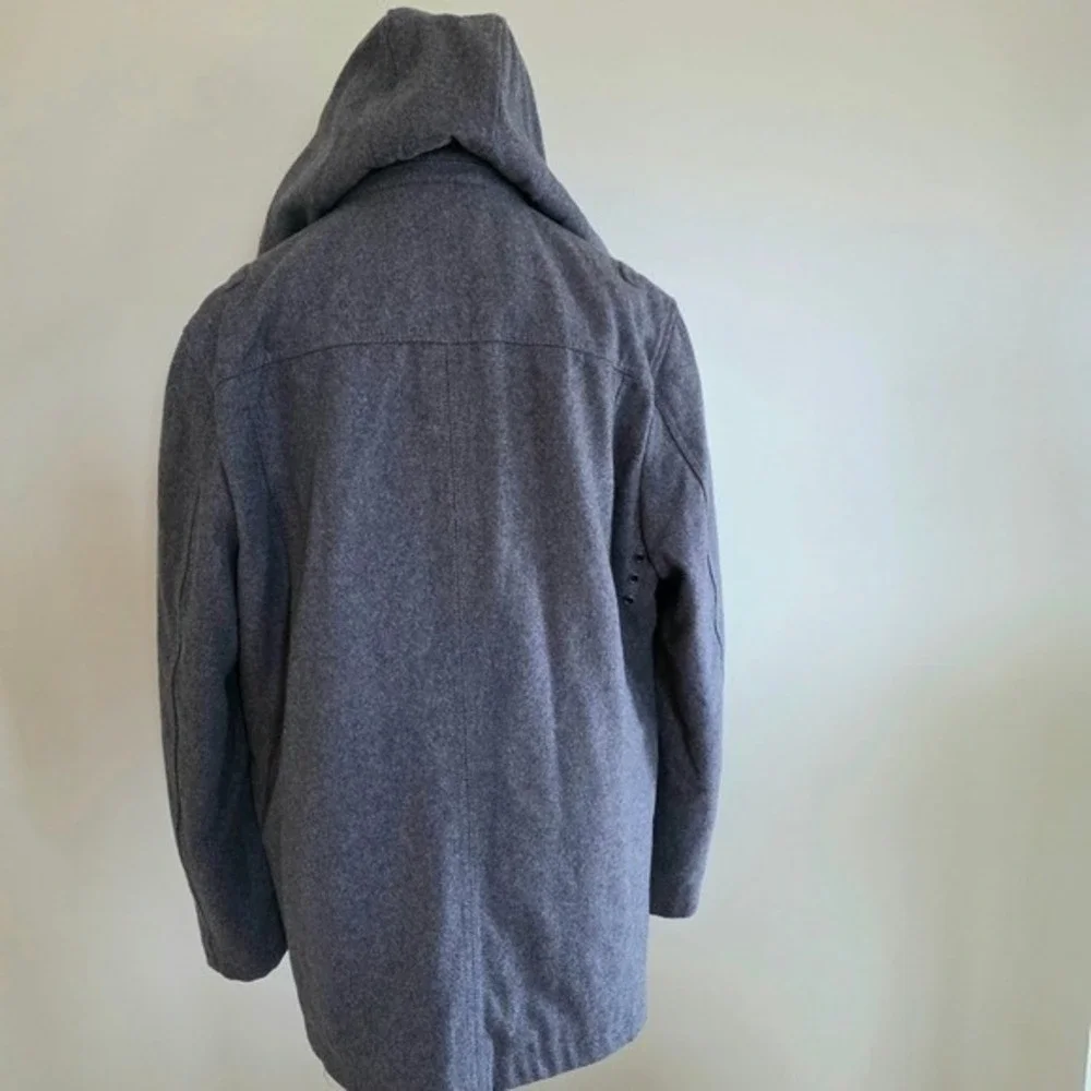 Structure Mens Wool Blend Hooded‎ Field Jacket Charcoal Grey Quilted Lining L